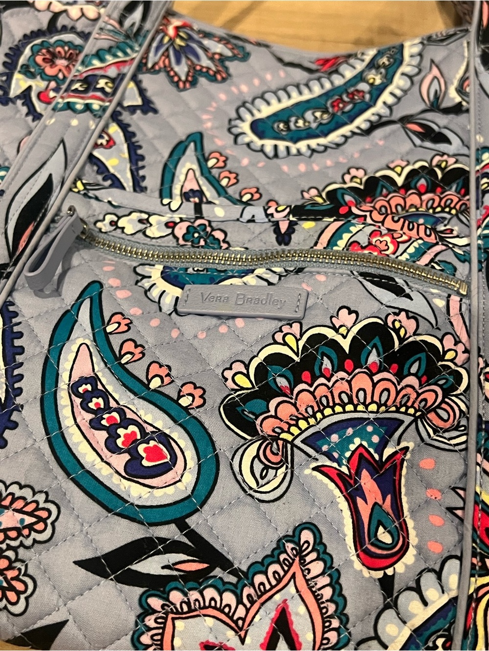 Vera Bradley Quilted Paisley Travel Tote in Light Blue with Teal & Pink Accents - Picture 2 of 8